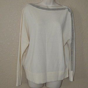 Sz XS-M  Hotel Particulier Ivory Cashmere/Wool Metal Detail Boat Neck Sweater
